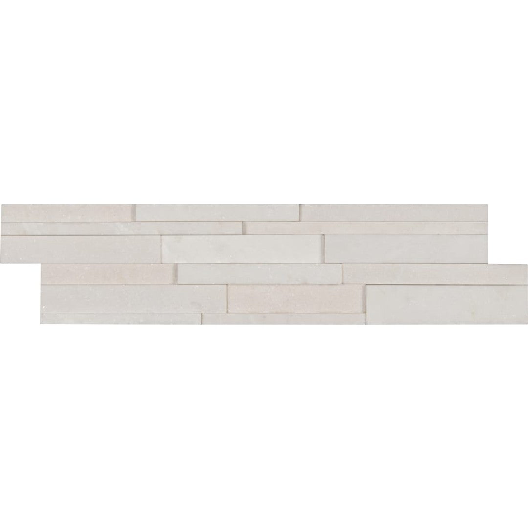 MS International 6" x 24" RockMount Arctic White Honed Stacked Stone Panel 3D Marble Ledgestone