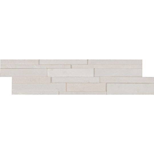 MS International 6" x 24" RockMount Arctic White Honed Stacked Stone Panel 3D Marble Ledgestone