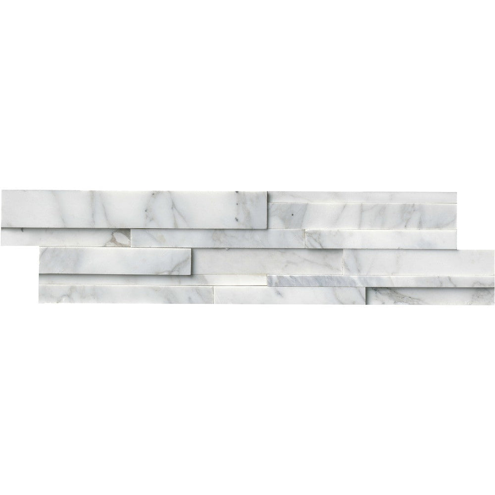 MS International 6" x 24" RockMount Calacatta Cressa Honed Stacked Stone Panel 3D Marble Ledgestone