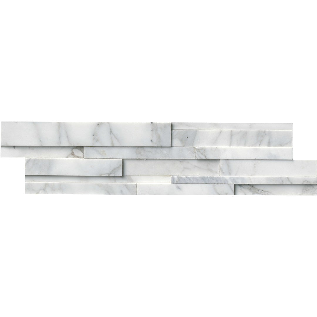 MS International 6" x 24" RockMount Calacatta Cressa Honed Stacked Stone Panel 3D Marble Ledgestone