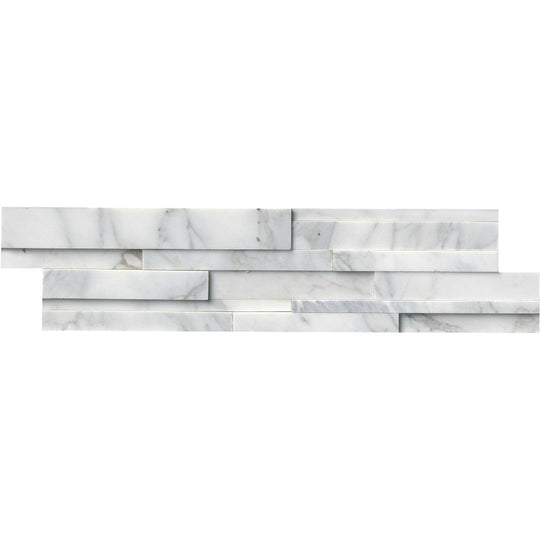 MS International 6" x 24" RockMount Calacatta Cressa Honed Stacked Stone Panel 3D Marble Ledgestone