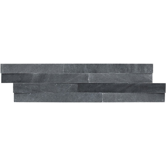 MS International 6" x 24" RockMount Cosmic Black Wave Honed Stacked Stone Panel 3D Marble Ledgestone