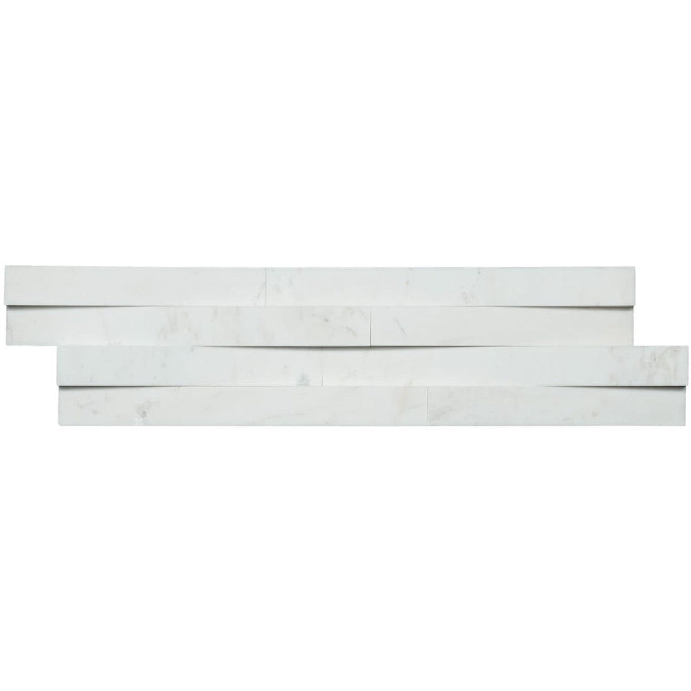 MS International 6" x 24" RockMount Cosmic White Wave Honed Stacked Stone Panel 3D Marble Ledgestone