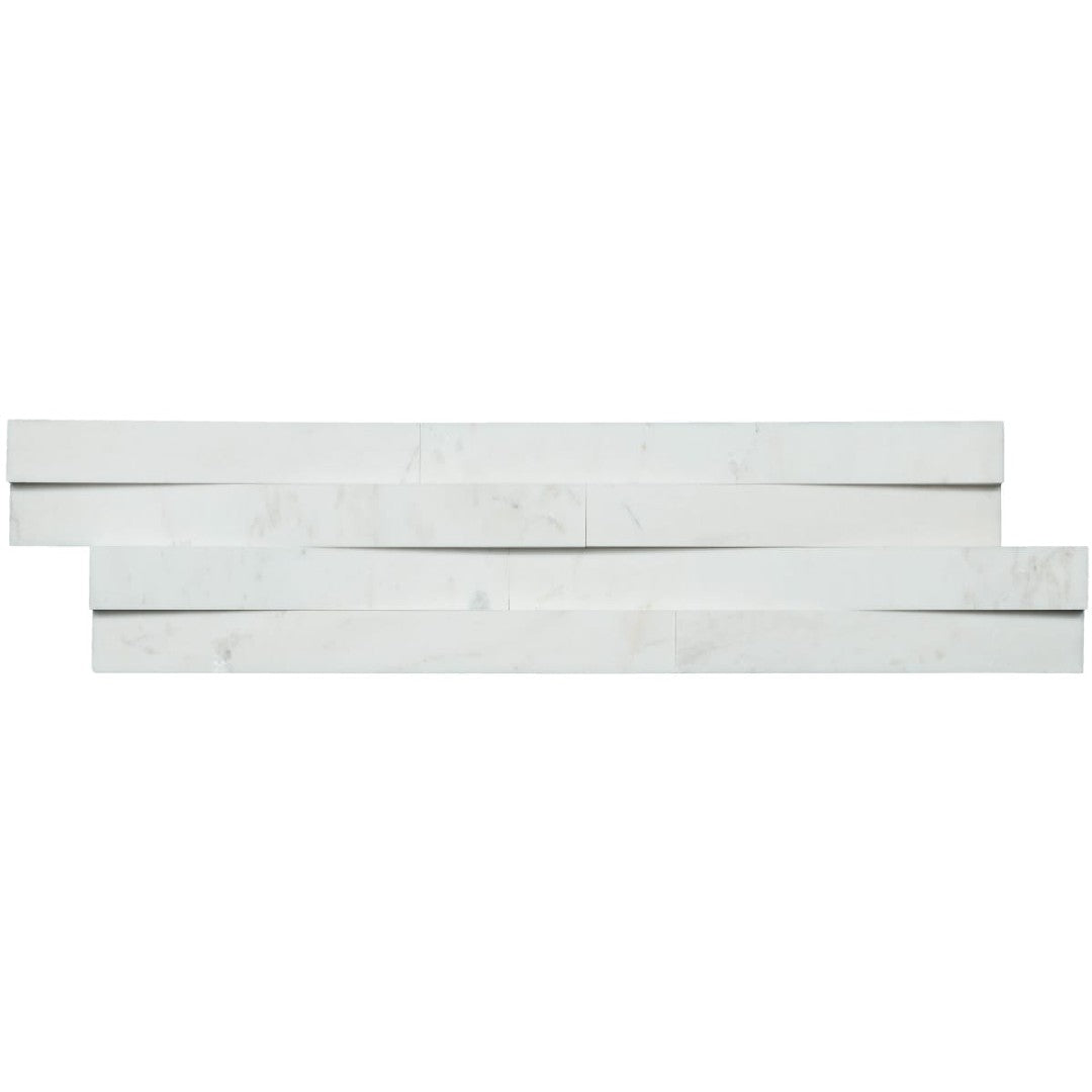 MS International 6" x 24" RockMount Cosmic White Wave Honed Stacked Stone Panel 3D Marble Ledgestone