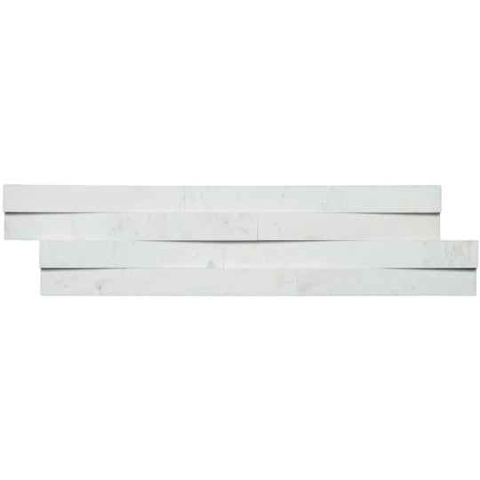 MS International 6" x 24" RockMount Cosmic White Wave Honed Stacked Stone Panel 3D Marble Ledgestone