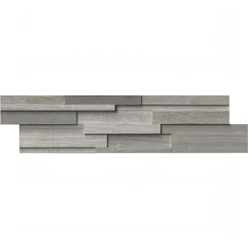 MS International 6" x 24" RockMount Gray Oak Honed Stacked Stone Panel 3D Marble Ledgestone