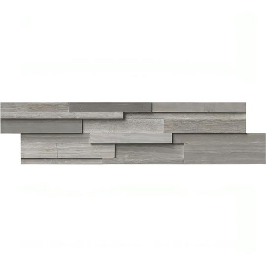 MS International 6" x 24" RockMount Gray Oak Honed Stacked Stone Panel 3D Marble Ledgestone