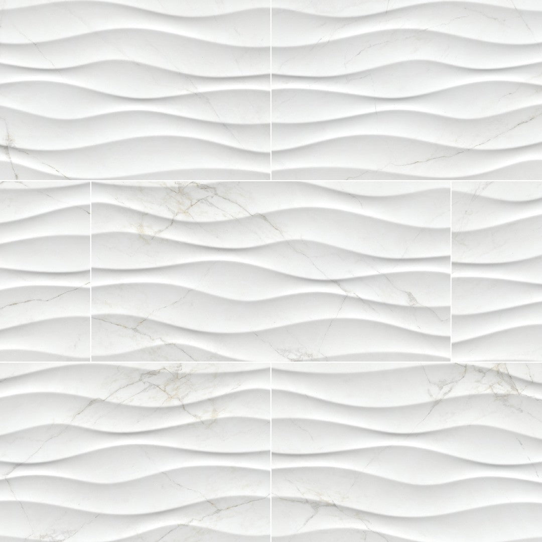 MS International 12" x 24" Dymo Calacatta Glossy Ceramic Wall Tile