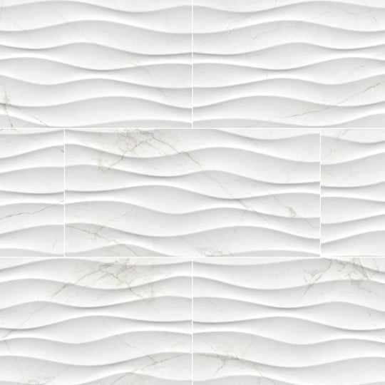 MS International 12" x 24" Dymo Calacatta Glossy Ceramic Wall Tile