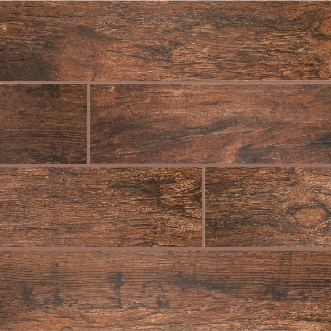 MS International 6" x 24" Redwood Matte Glazed Porcelain Plank