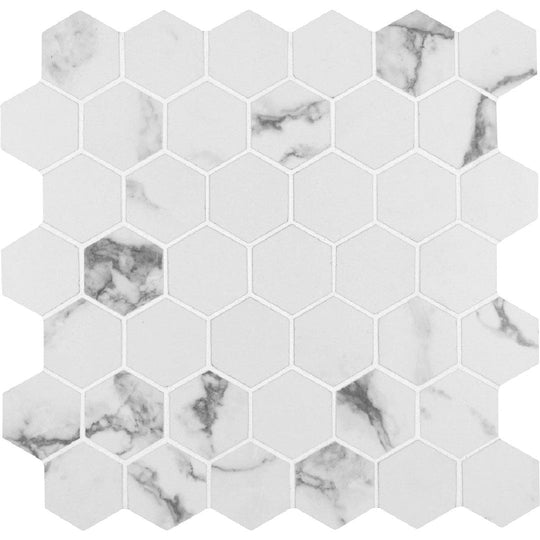 MS International 12" x 12" Pietra Matte 2" Hexagon Porcelain Mosaic