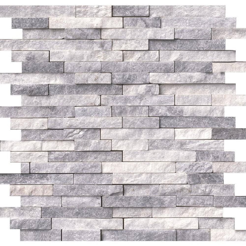 MS International 12" x 12" Alaskan Gray Splitface Marble Mosaic