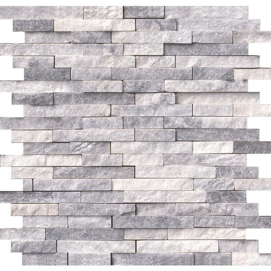 MS International 12" x 12" Alaskan Gray Splitface Marble Mosaic