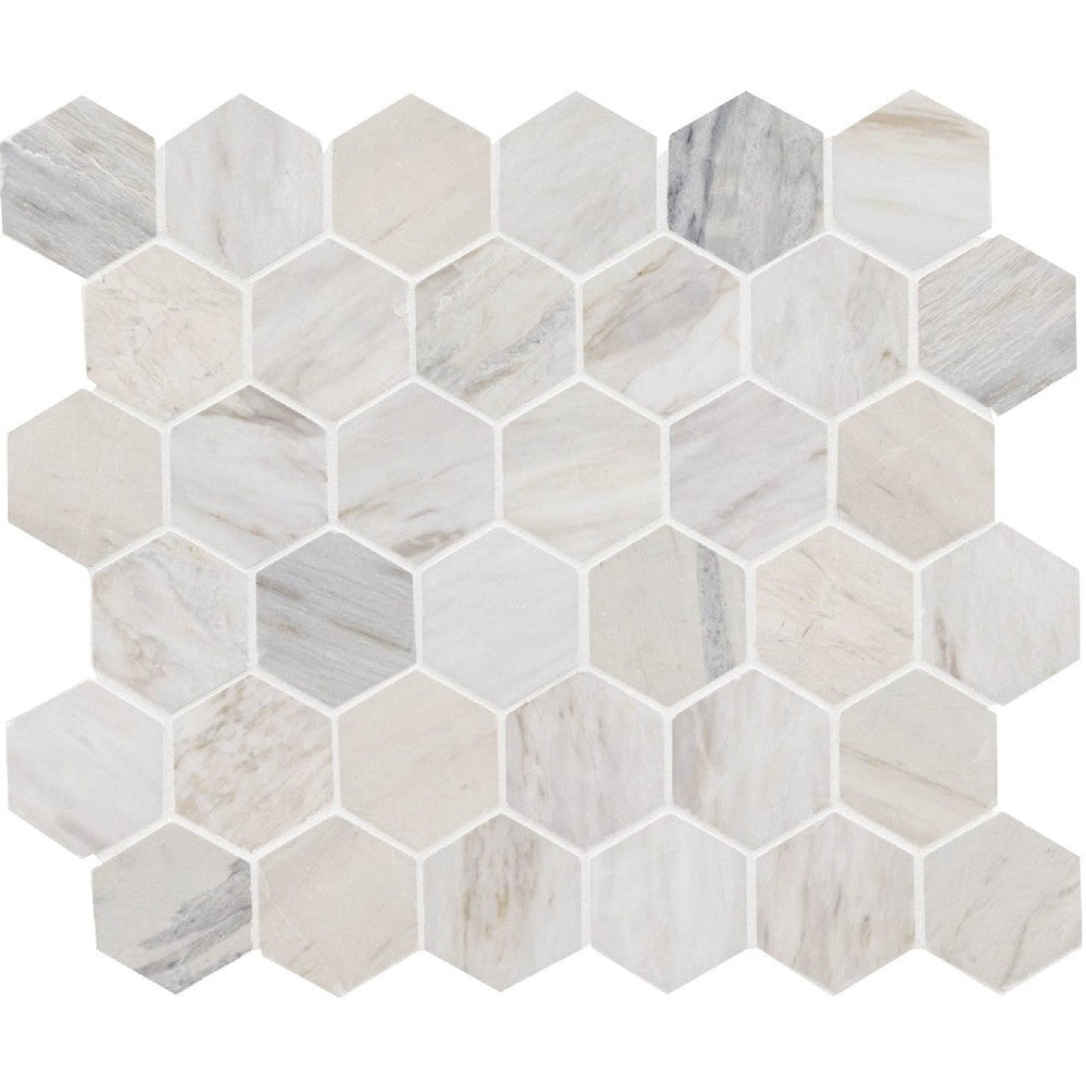 MS International 12" x 12" Angora Marble 2" Hexagon Mosaic