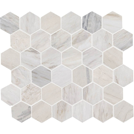 MS International 12" x 12" Angora Marble 2" Hexagon Mosaic