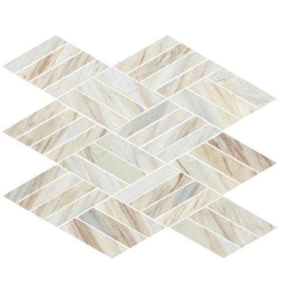 MS International 12" x 12" Angora Polished Rhombus Marble Mosaic