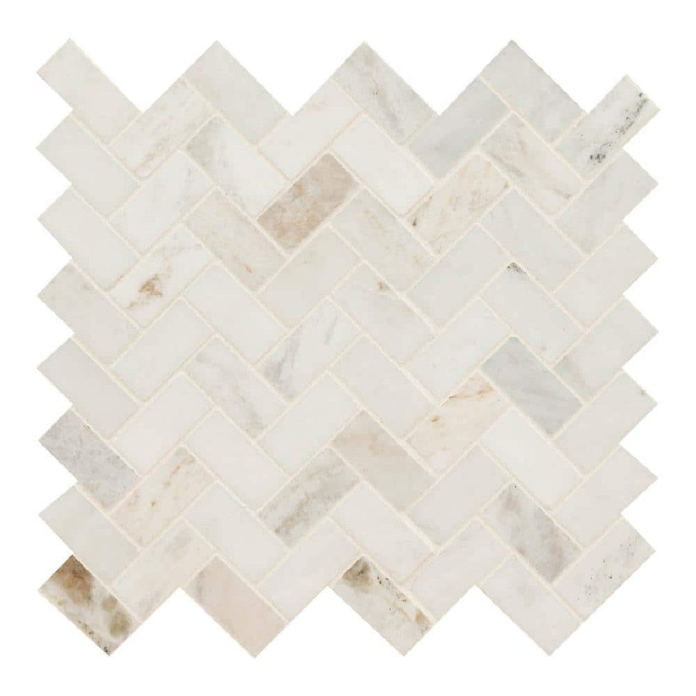 MS International 11.63" x 11.63" Arabescato Venato Honed Herringbone Marble Mosaic