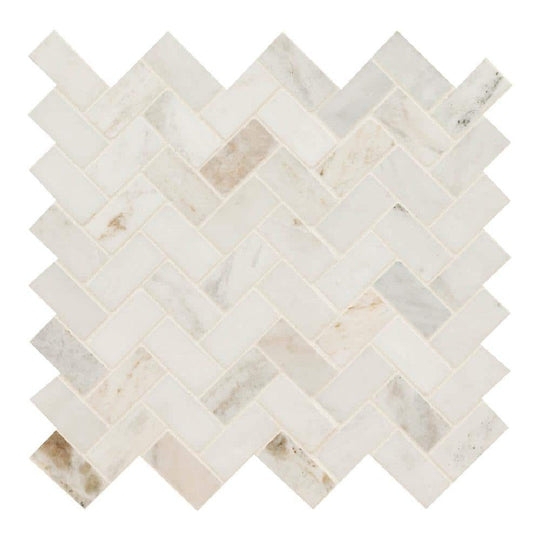 MS International 11.63" x 11.63" Arabescato Venato Honed Herringbone Marble Mosaic