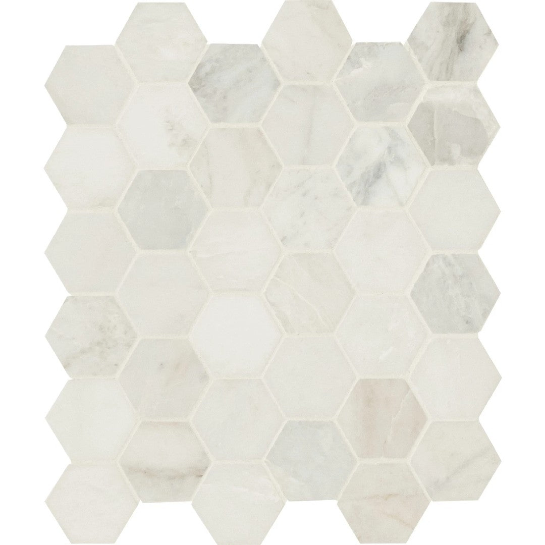 MS International 12" x 12" Arabescato Venato Honed Marble Hexagon 2" Mosaic
