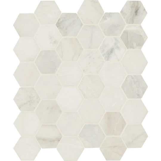 MS International 12" x 12" Arabescato Venato Honed Marble Hexagon 2" Mosaic
