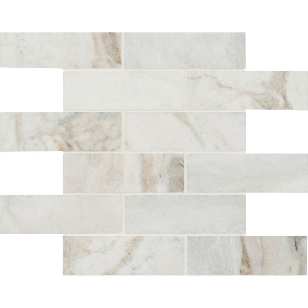 MS International 11.73" x 11.73" Arabescato Venato Honed Brick Marble Mosaic