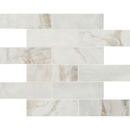 MS International 11.73" x 11.73" Arabescato Venato Honed Brick Marble Mosaic