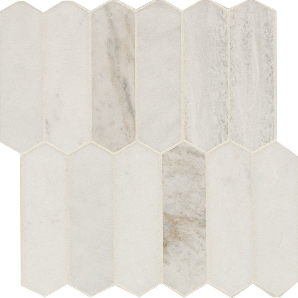 MS International 11" x 12" Arabescato Venato Honed Marble Picket Mosaic