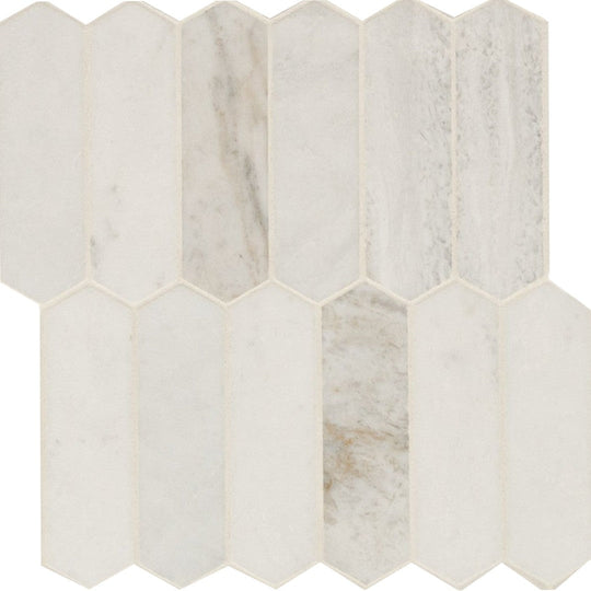 MS International 11" x 12" Arabescato Venato Honed Marble Picket Mosaic