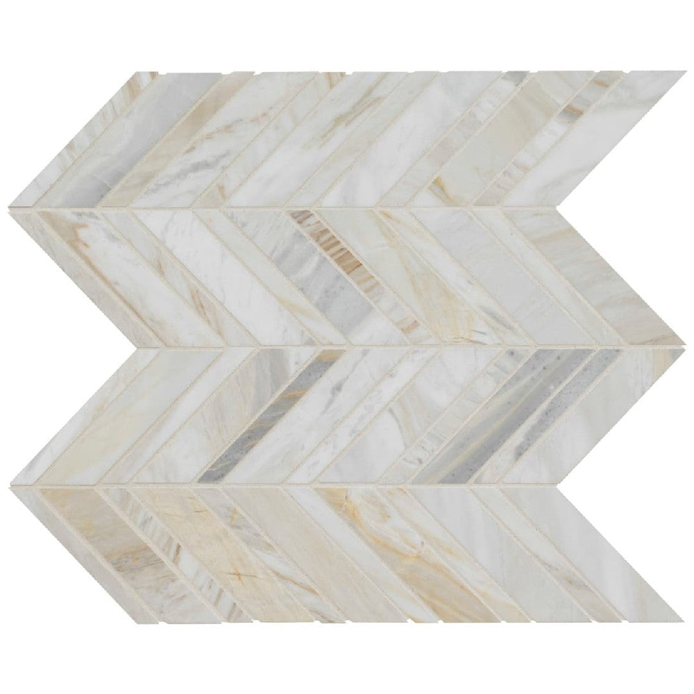 MS International 12" x 12" Athena Gold Honed Chevron Marble Mosaic