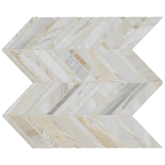MS International 12" x 12" Athena Gold Honed Chevron Marble Mosaic