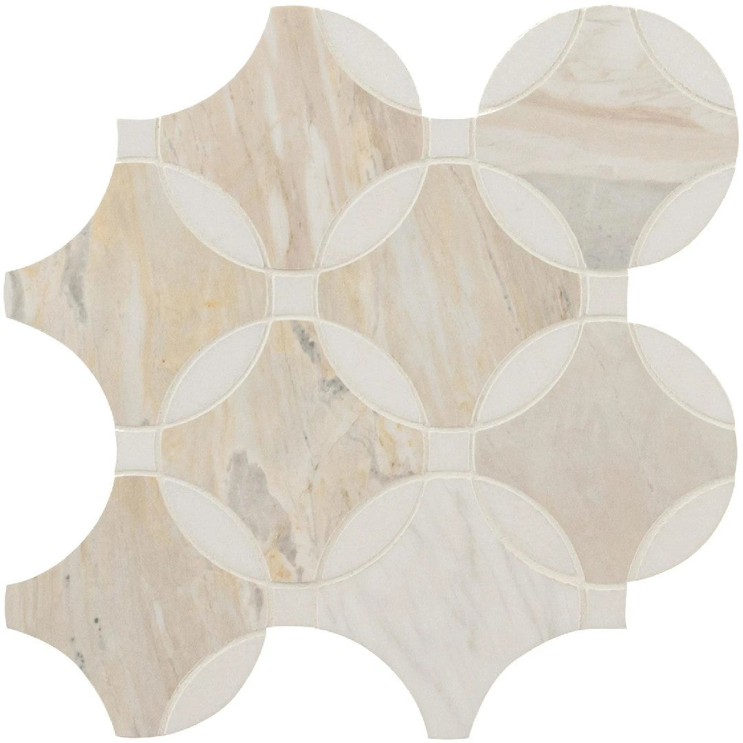 MS International 10.38" x 10.38" Athena Gold Polished Marble Mosaic