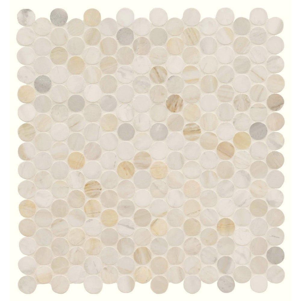 MS International 12" x 12" Athena Gold Honed Penny Round Marble Mosaic