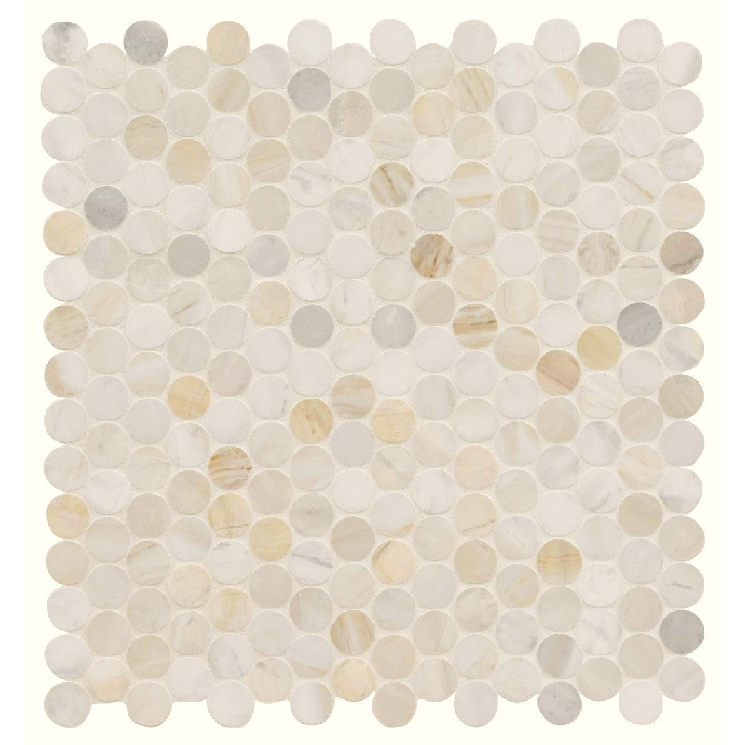 MS International 12" x 12" Athena Gold Honed Penny Round Marble Mosaic