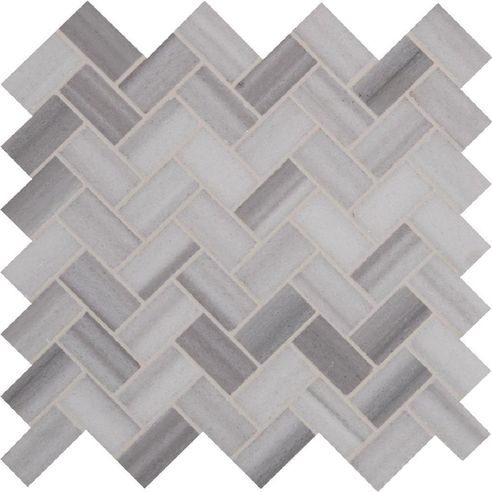 MS International 12" x 12" Bergamo Polished Herringbone Marble Mosaic