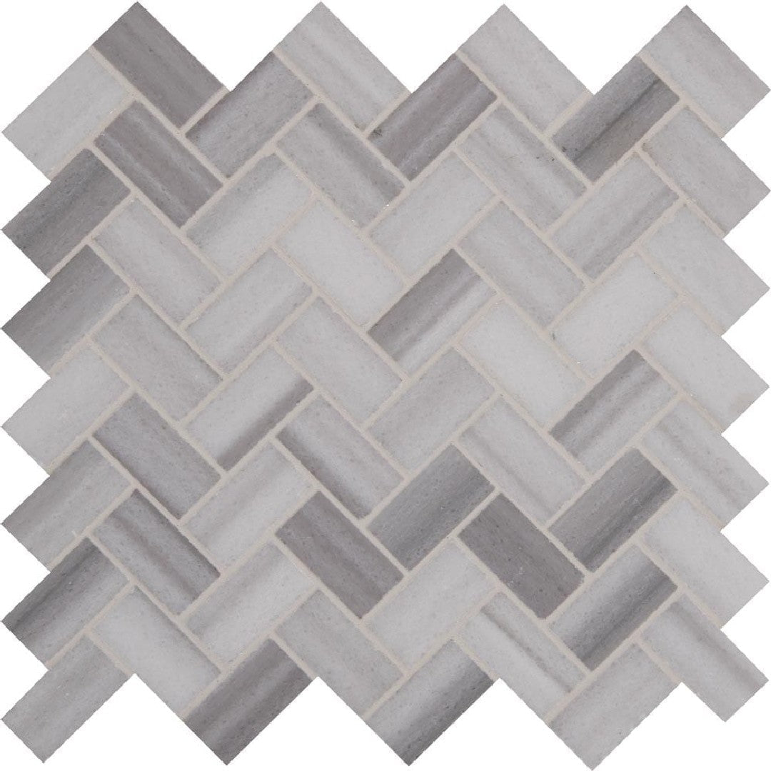 MS International 12" x 12" Bergamo Polished Herringbone Marble Mosaic