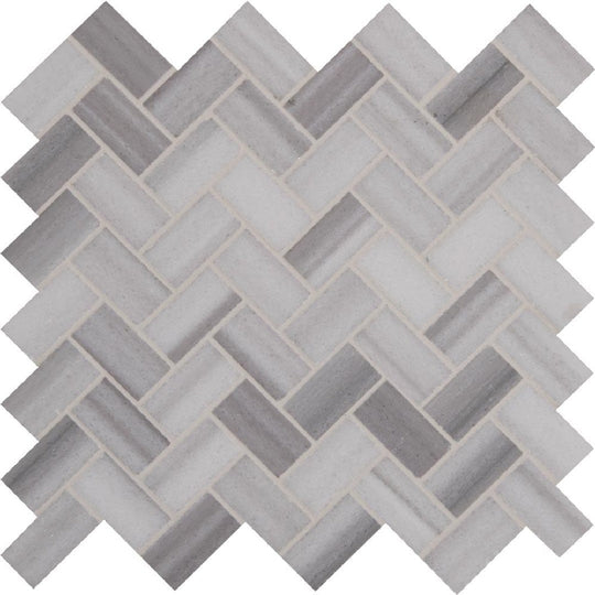 MS International 12" x 12" Bergamo Polished Herringbone Marble Mosaic
