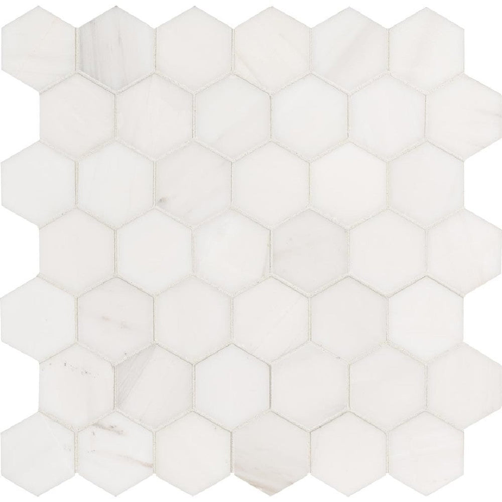 MS International 12" x 12" Bianco Dolomite Polished Hexagon 2" Marble Mosaic