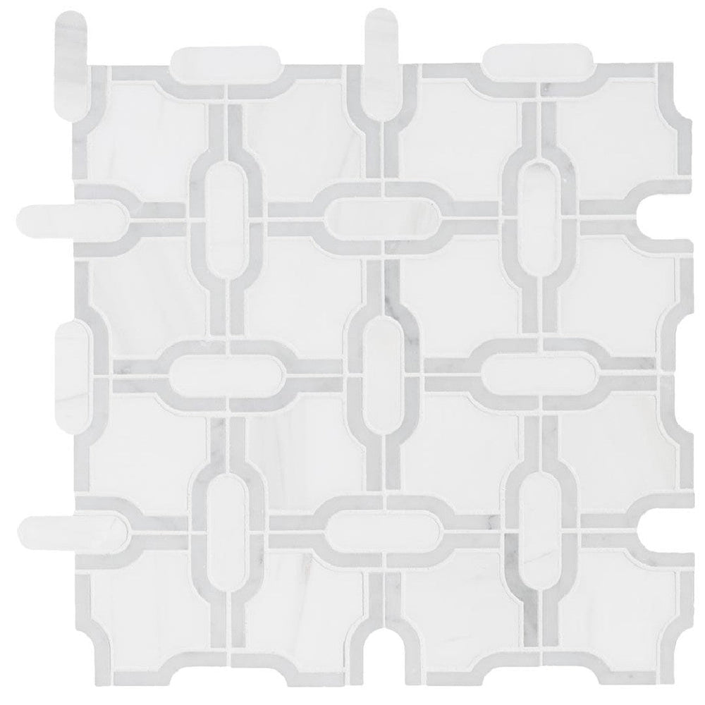 MS International 12" x 12" Bianco Dolomite Polished Gridwork Marble Mosaic