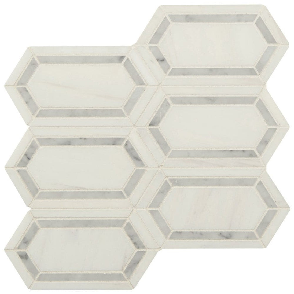 MS International 12" x 12" Pavilion Polished Picket Fence Marble Mosaic