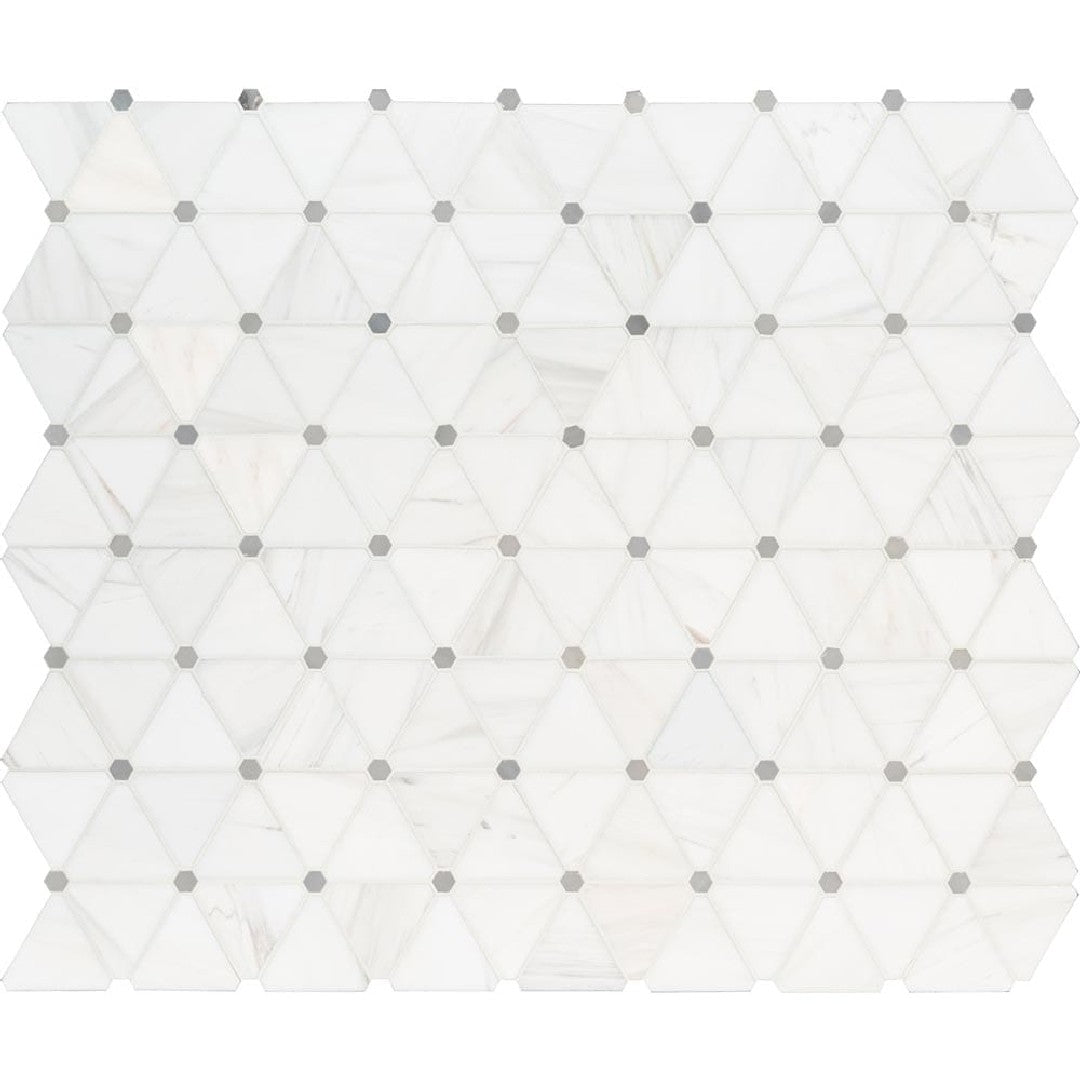 MS International 12" x 13.87" Bianco Dolomite Polished Pinwheel Marble Mosaic