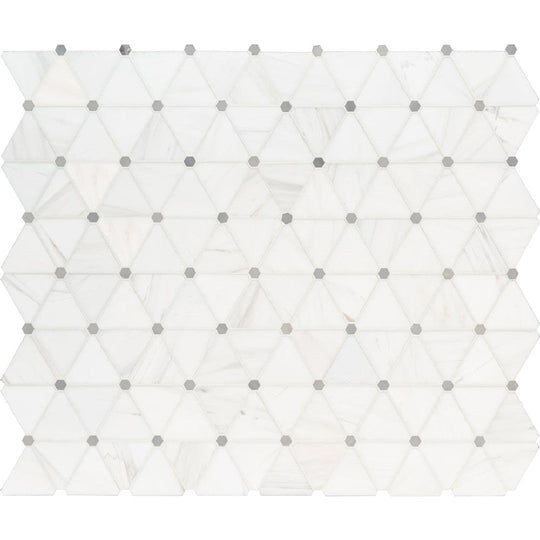 MS International 12" x 13.87" Bianco Dolomite Polished Pinwheel Marble Mosaic