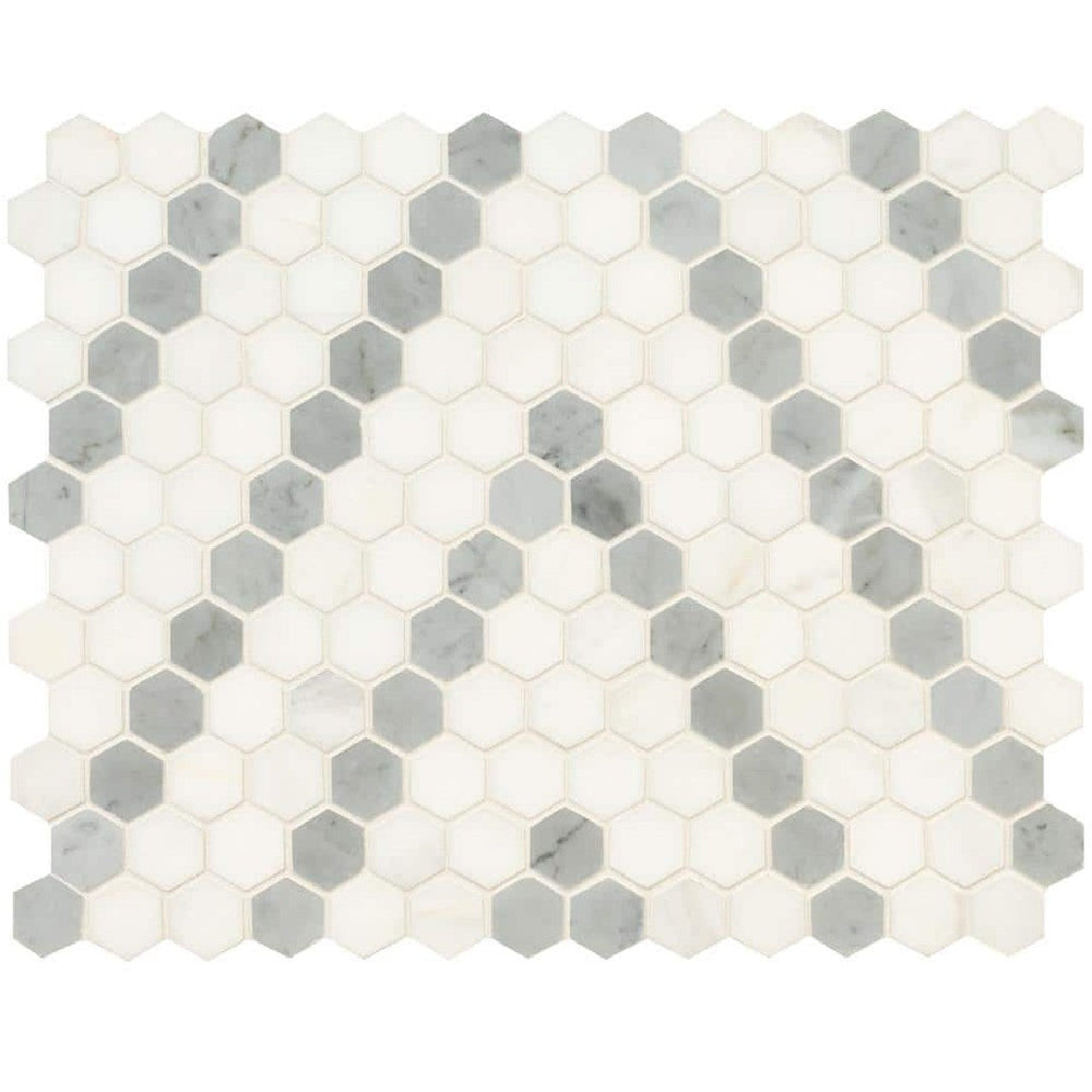 MS International 11" x 13.6" Bianco Dolomite Marble 1" Hexagon Mosaic