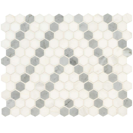 MS International 11" x 13.6" Bianco Dolomite Marble 1" Hexagon Mosaic