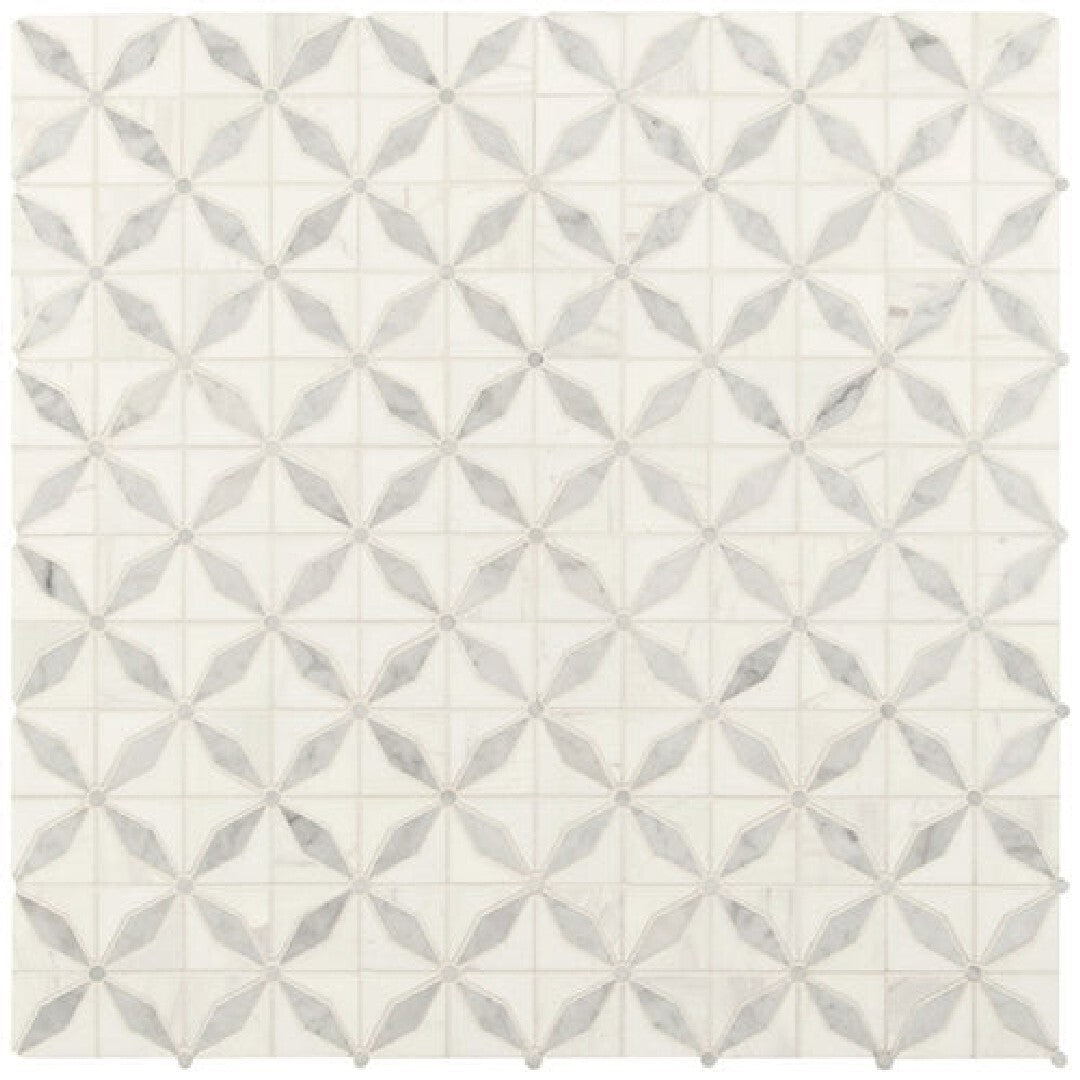 MS International 12" x 12" Bianco Dolomite Polished Starlite Marble Mosaic