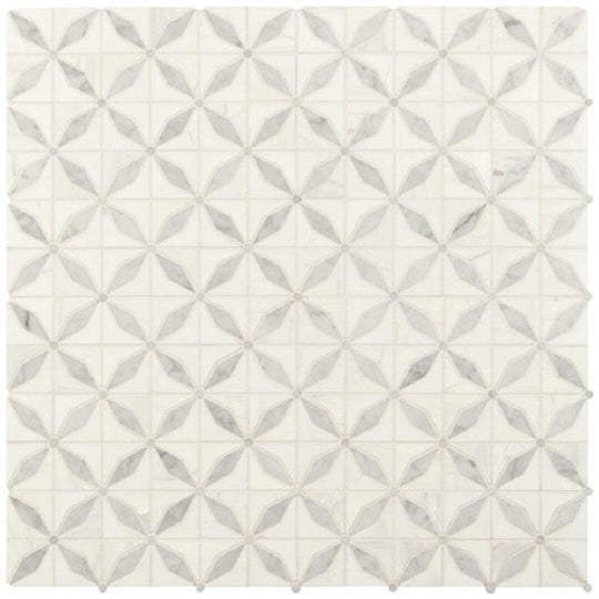 MS International 12" x 12" Bianco Dolomite Polished Starlite Marble Mosaic