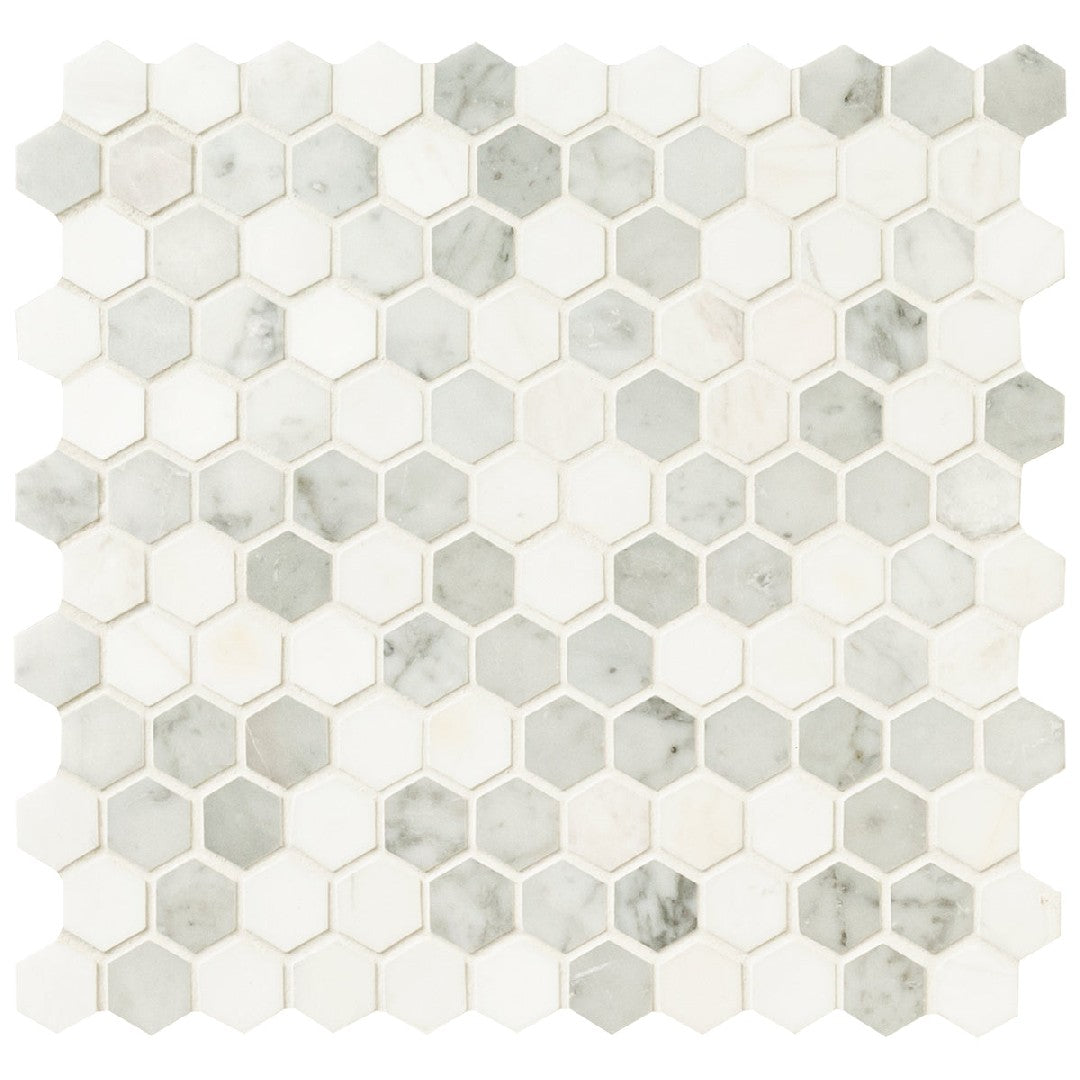 MS International 11.73" x 11.73" Bianco Dolomite Marble 1" Hexagon Mosaic