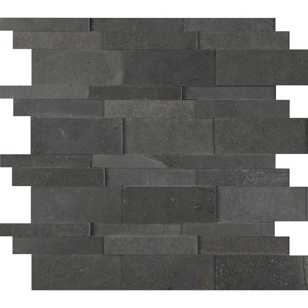MS International 12" x 12" Neptune Honed 3D Basalt Linear Mosaic