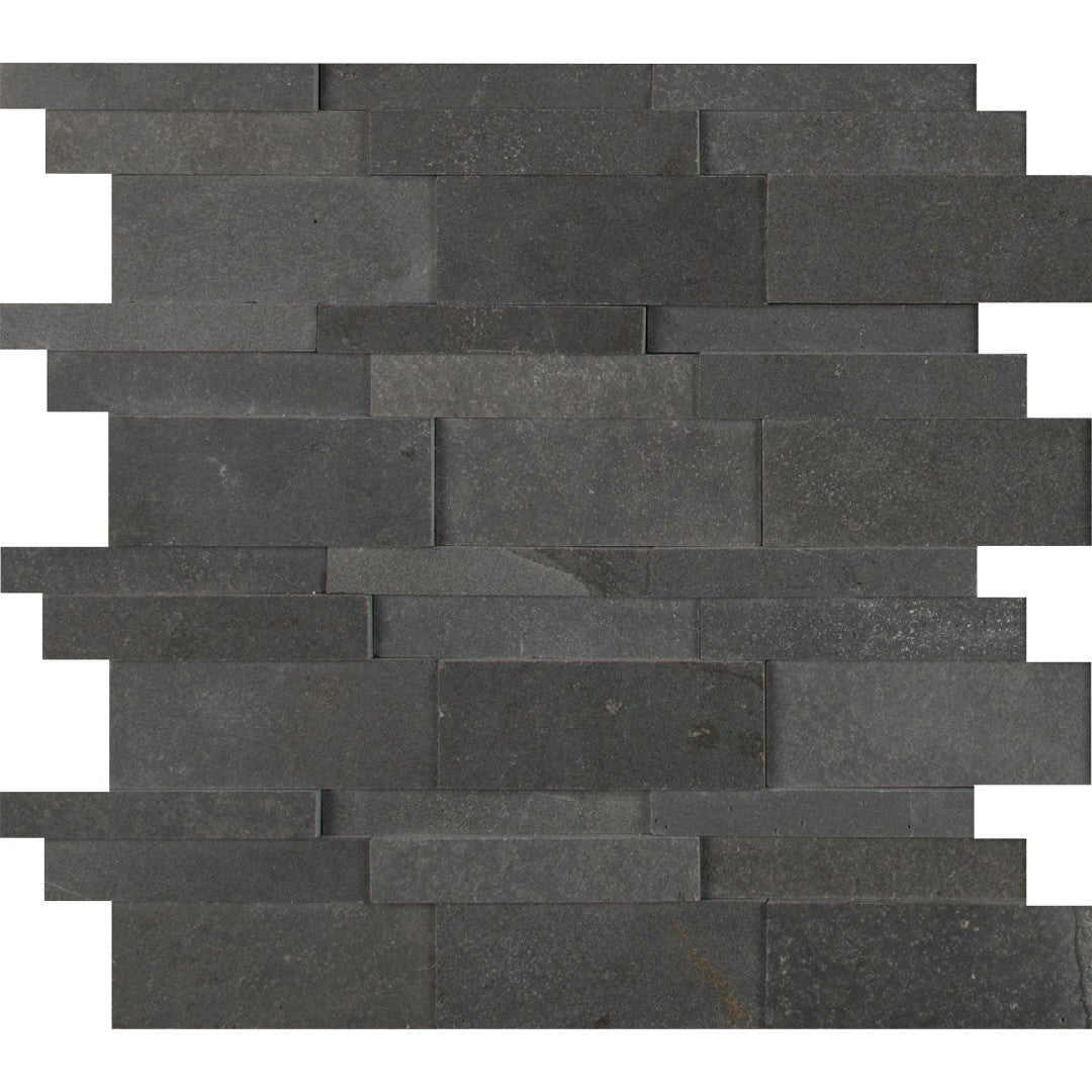 MS International 12" x 12" Neptune Honed 3D Basalt Linear Mosaic