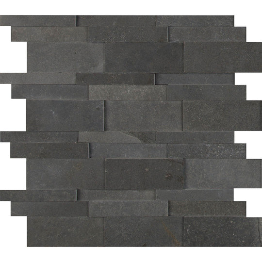 MS International 12" x 12" Neptune Honed 3D Basalt Linear Mosaic