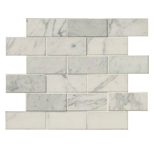 MS International 12" x 12" Calacatta Gold Polished Brick Marble Mosaic